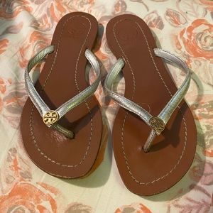 Silver tory Burch sandals size 5